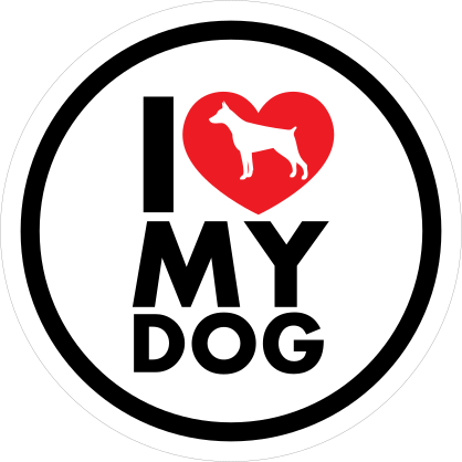 I Love My Doberman Pinscher With Heart Circle Sticker