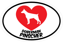 I Love My Doberman Pinscher With Heart Oval Sticker