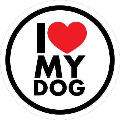 I Love My Dog Circle Sticker