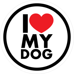 I Love My Dog Circle Sticker