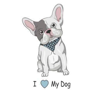 I Love My Dog French Bulldog Heart Sticker