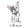 I Love My Dog French Bulldog Heart Sticker