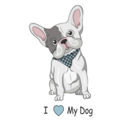 I Love My Dog French Bulldog Heart Sticker