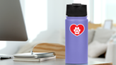 I Love My Dog Heart With Paw And Text Sticker on a Water Bottle (New) example