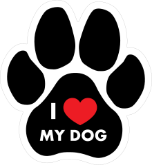 I Love My Dog Paw With Text Sticker