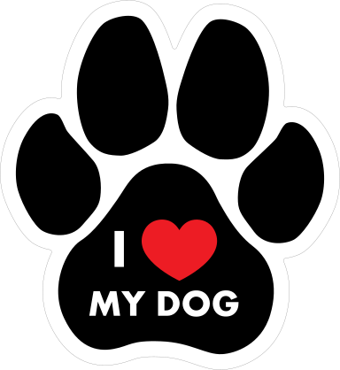 I Love My Dog Paw With Text Sticker