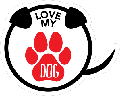I Love My Dog Puppy Paw Circle With Tail Sticker