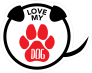 I Love My Dog Puppy Paw Circle With Tail Sticker