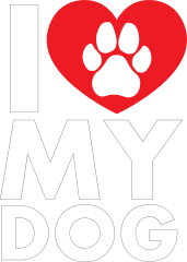 I Love My Dog Text With Paw Inside Of Heart Sticker