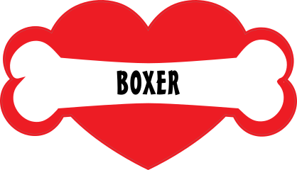 I Love My Dog With Boxer Bone And Heart Sticker