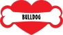 I Love My Dog With Bulldog Bone And Heart Sticker