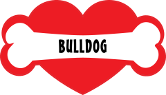 I Love My Dog With Bulldog Bone And Heart Sticker
