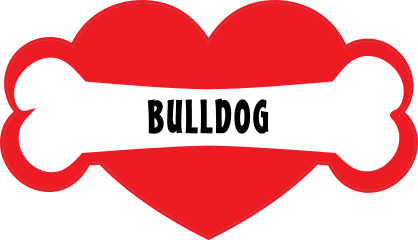 I Love My Dog With Bulldog Bone And Heart Sticker
