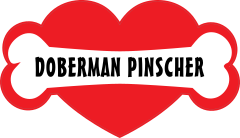 I Love My Dog With Doberman Pinscher Bone And Heart Sticker