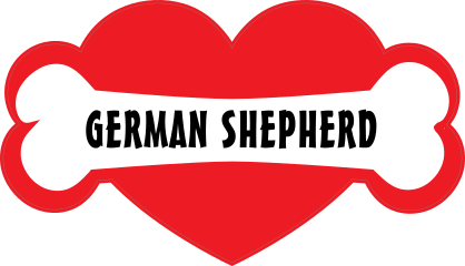 I Love My Dog With German Shepherd Bone And Heart Sticker