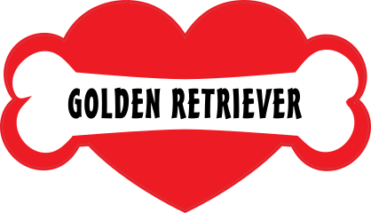 I Love My Dog With Golden Retriever Bone And Heart Sticker