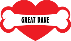 I Love My Dog With Great Dane Bone And Heart Sticker