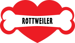 I Love My Dog With Rottweiler Bone And Heart Sticker