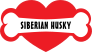 I Love My Dog With Siberian Husky Bone And Heart Sticker