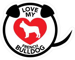 I Love My French Bulldog Puppy Heart Circle With Tail Sticker