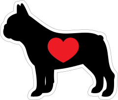 I Love My French Bulldog Silhouette With Heart Sticker