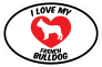 I Love My French Bulldog Text With Heart Oval Sticker