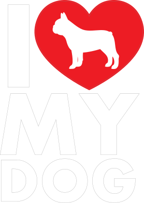 I Love My French Bulldog Text With Heart Sticker