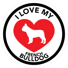 I Love My French Bulldog With Big Heart Circle Sticker