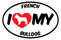 I Love My French Bulldog With Big Text Oval Sticker