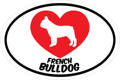 I Love My French Bulldog With Heart Oval Sticker