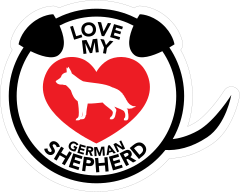 I Love My German Shepherd Puppy Heart Circle With Tail Sticker