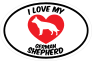 I Love My German Shepherd Text With Heart Oval Sticker