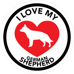 I Love My German Shepherd With Big Heart Circle Sticker