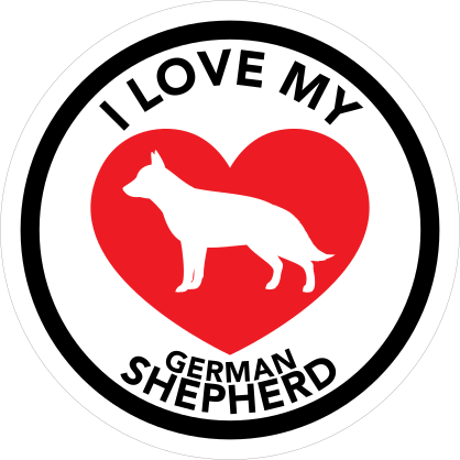 I Love My German Shepherd With Big Heart Circle Sticker