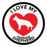 I Love My German Shepherd With Big Heart Circle Sticker