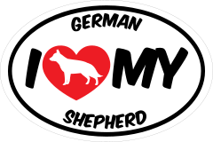 I Love My German Shepherd With Big Text Oval Sticker