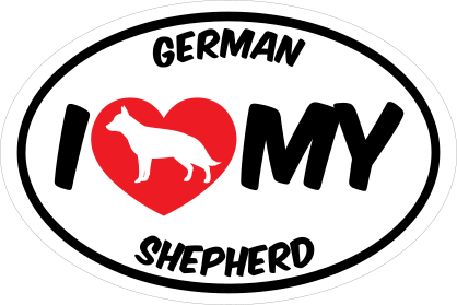 I Love My German Shepherd With Big Text Oval Sticker
