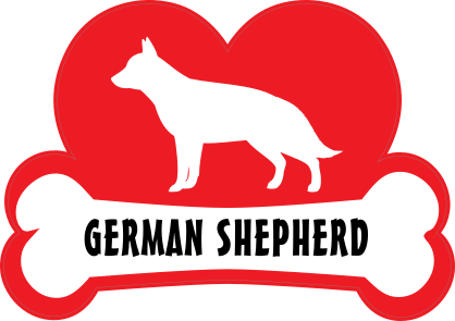 I Love My German Shepherd With Dog Bone And Heart Sticker