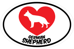 I Love My German Shepherd With Heart Oval Sticker