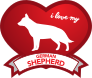 I Love My German Shepherd With Shaded Heart Sticker