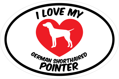 I Love My German Shorthaired Pointer Text With Heart Oval Stick