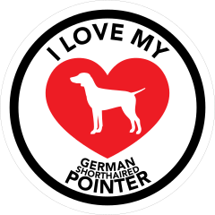 I Love My German Shorthaired Pointer With Big Heart Circle Stic