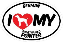I Love My German Shorthaired Pointer With Big Text Oval Sticker