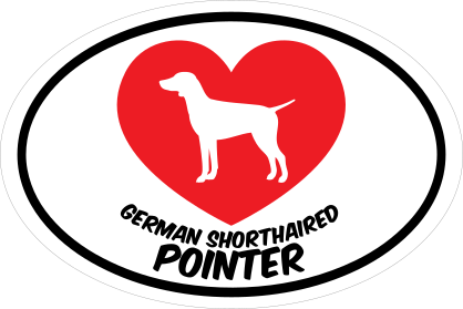 I Love My German Shorthaired Pointer With Heart Oval Sticker
