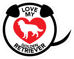I Love My Golden Retriever Puppy Heart Circle With Tail Sticker
