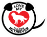 I Love My Golden Retriever Puppy Heart Circle With Tail Sticker