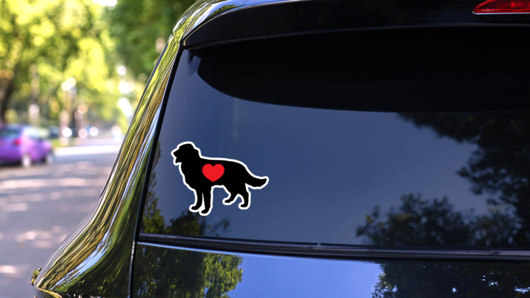 I Love My Golden Retriever Silhouette With Heart Sticker on a Rear Car Window (New) example