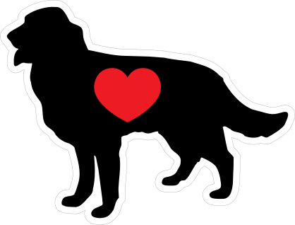 I Love My Golden Retriever Silhouette With Heart Sticker