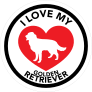 I Love My Golden Retriever With Big Heart Circle Sticker