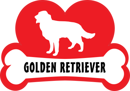 I Love My Golden Retriever With Dog Bone And Heart Sticker